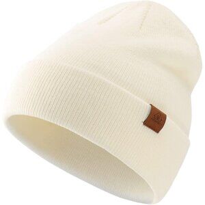 Men's White Winter Hats Acrylic Knit Cuff Beanie Cap Warm Women's Beanie Hat